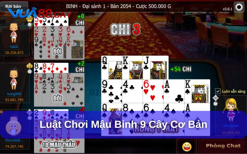 Luật chơi Mậu Binh 9 cây Vua88 cơ bản
